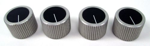 Solid Aluminum Pointer Knobs - Set of 4 - Knurled Sides/Black Tops 1/4&#034; Shaft