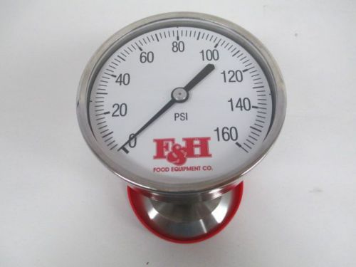 NEW F&amp;H EL074390054001A STAINLESS PRESSURE GAUGE 0-160PSI 3-1/4 IN D216227