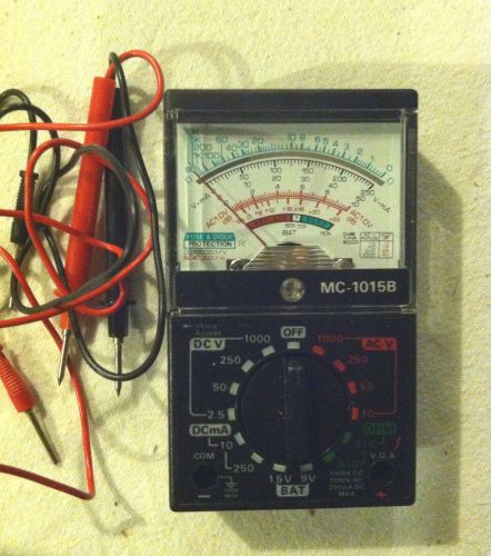 Multimeter Ohms/Volts/Milliameter With Leads #MC-1015B In VG Condition