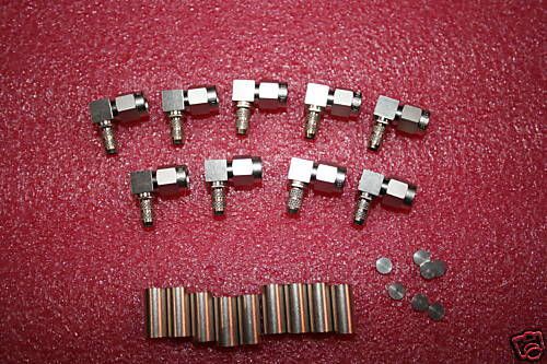 Pkg of  9 connectors - male sma angled huber+suhner coaxial connector; free ship for sale
