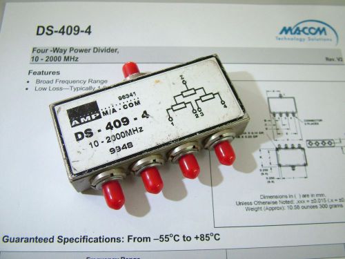DS-409-4 POWER DIVIDER4 WAY 10MHz - 2GHz LOW LOSS M/A COM