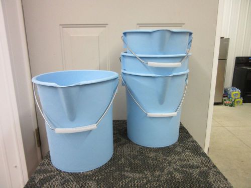 4 BLUE UTILITY BUCKETS 12 QT 3 GAL GALLON RUBBER PLASTIC MOP CLEANING NEW