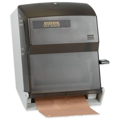Box Partners Lever Action Hard Roll Paper Towel Dispenser, Smoke Gray