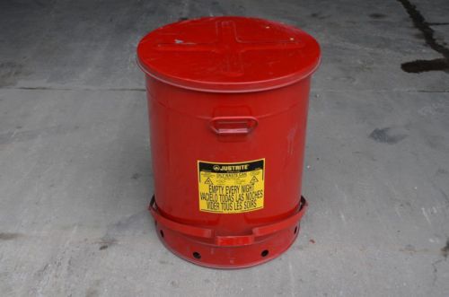 Justrite all-steel red oily waste can - 21 gallon for sale