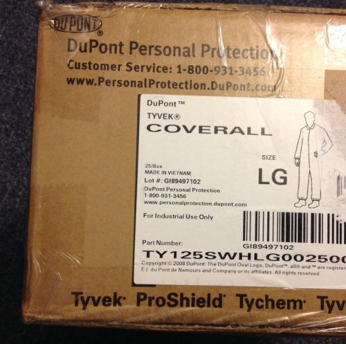 DuPont Tyvek Coverall Personal Protection Suit Size L - TY125SWHLG002500 -1Piece