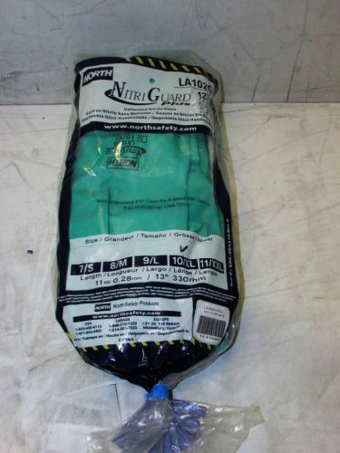 144 pair of north la102g/10 size 10 11 mil nitrile chemical resistant gloves for sale