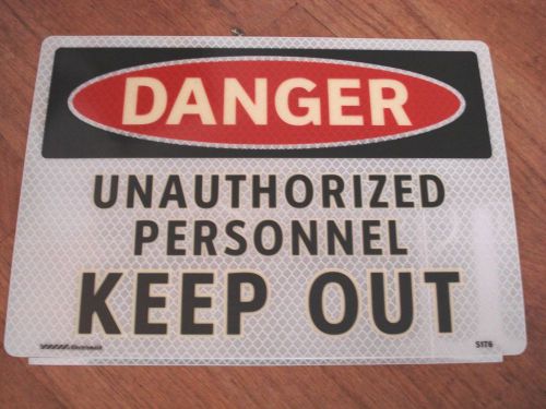 Danger unauthorized personnel keep out - reflective &amp; glow vinyl safety sign for sale
