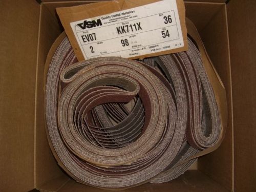 12 new vsm 2&#034; x 98&#034; quality coated abrasive sanding belts 36 grit kk711k ev07 for sale