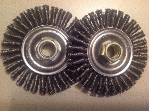 (2 pcs) weiler 13131 mini roughneck 4&#034; braided wire wheel . 20 ss 5/8&#034;ah for sale