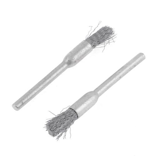 2 Pcs Fibre Silver Tone Pencil Polishing Brushes 2.9mm Shank