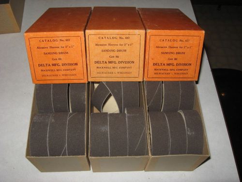 Delta Rockwell 3&#034; x 1&#034; Abrasive Sleeves, 80 Grit 3 Boxes (6pcs ea.), No.687