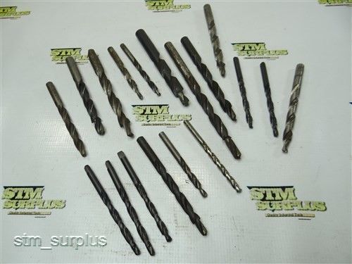 NICE LOT OF 18 HSS STRAIGHT SHANK TWIST DRILLS 9/32&#034; TO 37/64&#034; CLE-FORCE