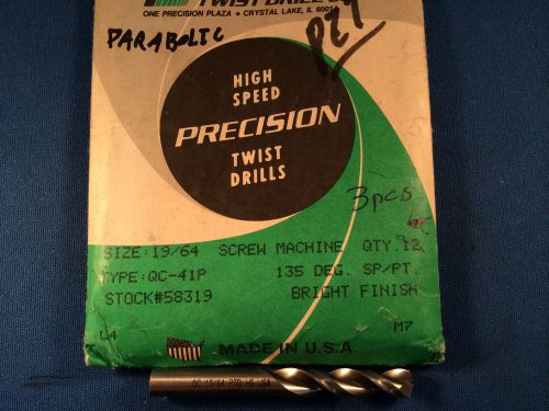 New precision 19/64&#034; qc-41p parabolic flute hss screw machine drill for sale