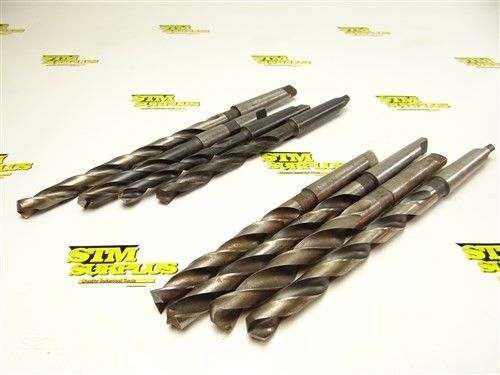 Lot of 8 hss taper shank twist drills 29/64&#034; to 45/64&#034; with 2mt for sale