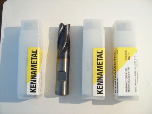 Kennametal 3/4 carbide coated 4 flute roughing endmills. 4 pcs new..