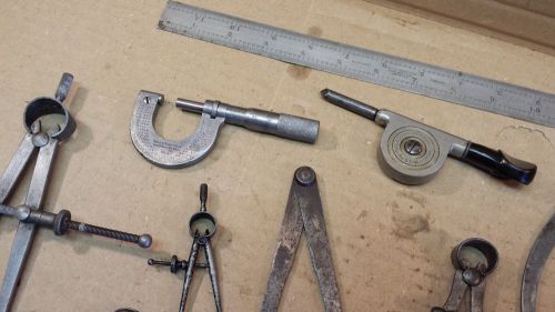 14 assorted calipers (starrett, craftsman, b&amp;s, fulton) micrometer, ruler. for sale