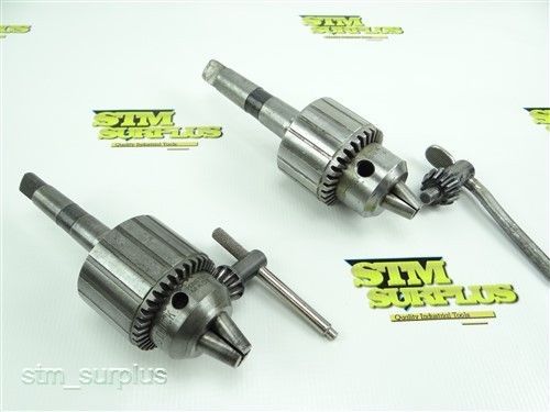 Pair of drill chuck jacobs 3a 5/8&#034; &amp; 3/4&#034; capacity 2mt 3mt shank w/ keys for sale