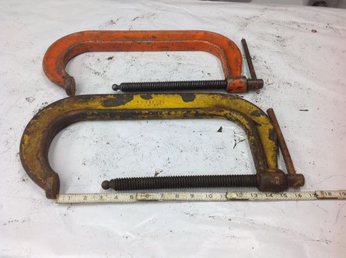(2) armstrong 412  deep throat heavy duty c-clamp 3-12&#034; opening no screw pads for sale