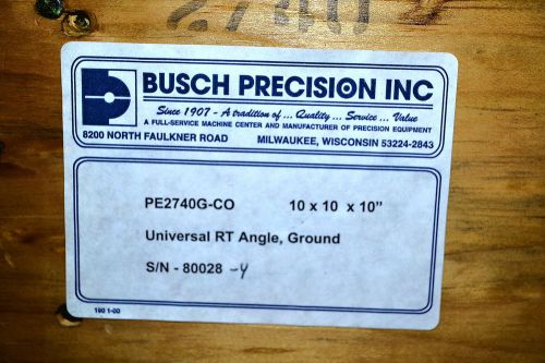 NOS Busch Precision USA 10&#034;X10&#034;X10&#034; UNIVERSAL RIGHT ANGLE PLATE #2740 LIST $1370