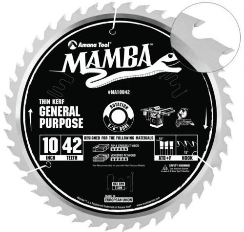 Mamba MA10042 Thin Kerf Contractor Series 10&#034; 42T Miter Saw Blade.