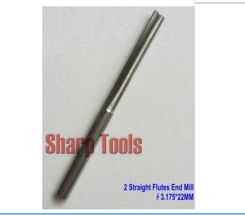 10pcs double flute straight slot cnc router bits milling cutter 3.175mm 22mm for sale