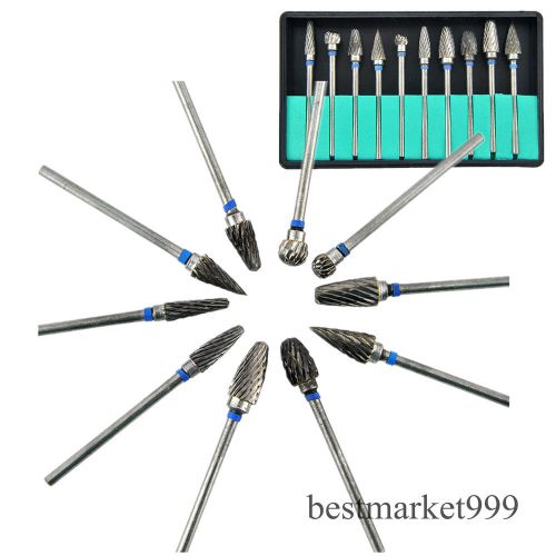 10pc different types each pack--tungsten steel dental burs lab burrs tooth drill for sale