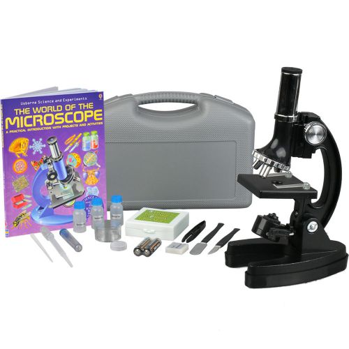 300x-600x-1200x educational metal frame beginner compound microscope kit + book for sale