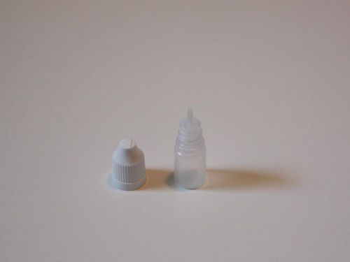 Clear plastic dropper bottle w/white cap 10 ml / 2.5&#034; tall / .88&#034; dia. brand new for sale