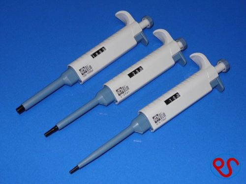 Set of 3 pipetters,10, 100 &amp; 1000ul, adjustable pipette, pipet, pipettors, new for sale
