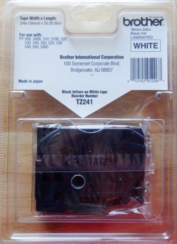 P-touch TZ-241 - 3/4&#034; Black Print on White Tape