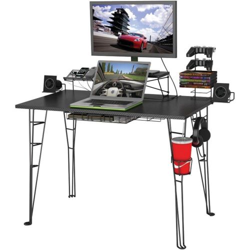 Gaming Desk Laptop Table Gaming Center Media Storage Organizer Stand Furniture