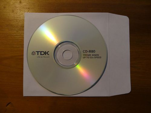 (3) TDK 1x-52x CD-R blank discs mdl CD-R80 700MB data / 80mins music with sleeve