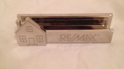 New~Silver Chrome heavy Re/max Real Estate Desktop Business Card Holder