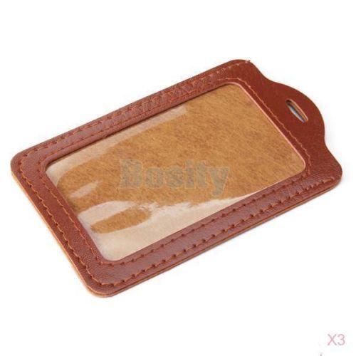 3x leather trim credit id business office card case holder office shool tag id for sale