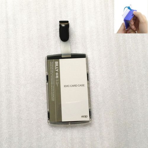 Black badge clip &amp;black vertical plastic card id/ic holder card case for sale