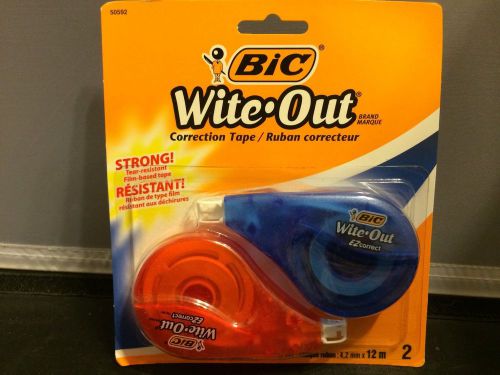 2 Pack Bic Wite White Out Correction Tape Strong Tear Resistant EZ Correct 39.3&#039;