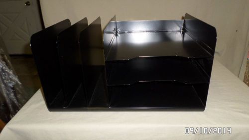 210M Vtg Steel Master Lit-ning Black Steel Desk Organizer 15 1/4&#034; EXC COND!!