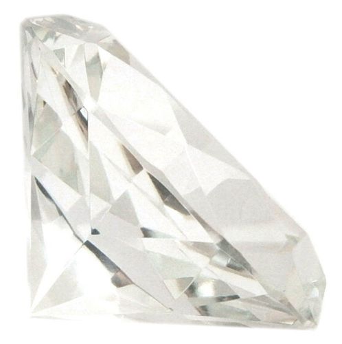 Clear crystal 3.25&#034; optic diamond heavyweight glass paperweight w/ gift box for sale
