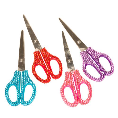 4 Pack Assorted Crystalized Scissors! - Blue Pink Purple &amp; Red Crystal Scissors