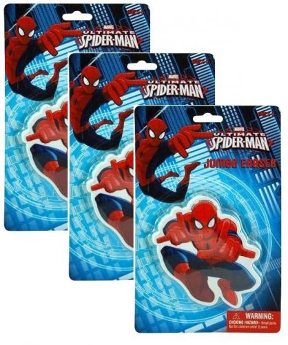 6 Pcs Of Amazing Spiderman Stationary Jumbo Size Erasers Spider-Man Big Eraser !