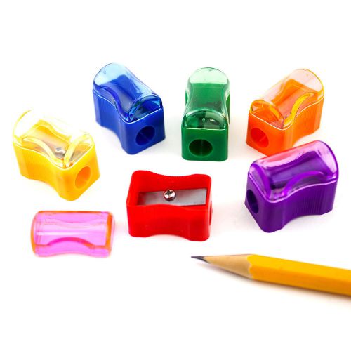Bulk Plastic Pencil Sharpener With Cap Assortment Colors (6 dz or 72pcs) School