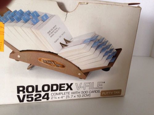 Vintage Rolodex V-File Model V524 Desktop  PUTTY TAN NEW IN BOX+ DUST COVER