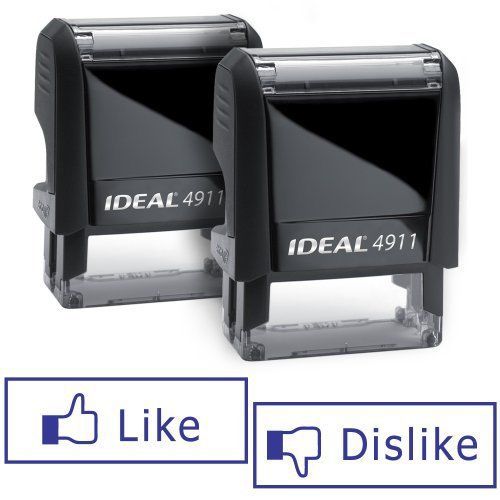 Pair of LIKE/DISLIKE Facebook Ideal 50 Self-inking Rubber Stamps New