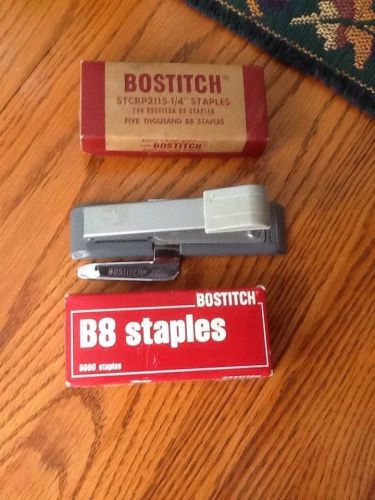 VINTAGE Bostitch B8 Stapler and Staple Remover - Gray &amp; 2 Boxes Of B8 Staples
