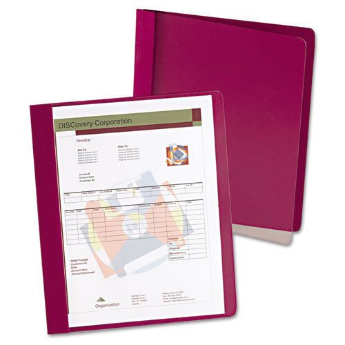 Extra-Wide Clear Front Report Covers, Letter Size, Red, 25/Box
