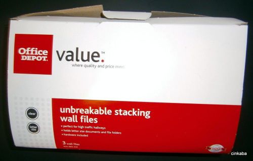 New Unbreakable Stacking Wall Files Office Depot clear letter size lot of 3