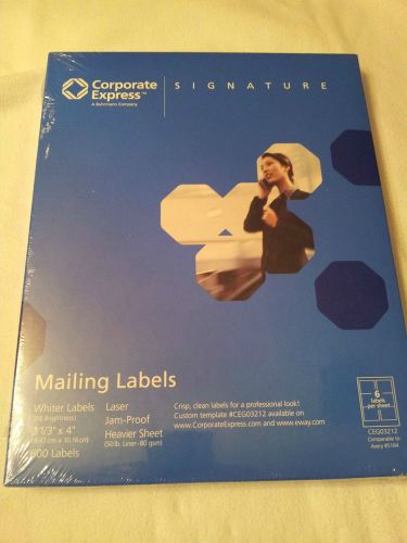 CEG03212 White Laser Mailing Labels -- 3 1/3&#034; x 4&#034;  600 labels