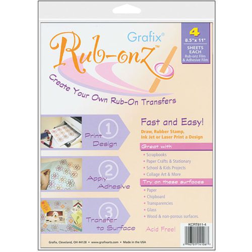 Laser/ ink jet rub-onz clear transfer sheets (pack of 4) brand new! for sale