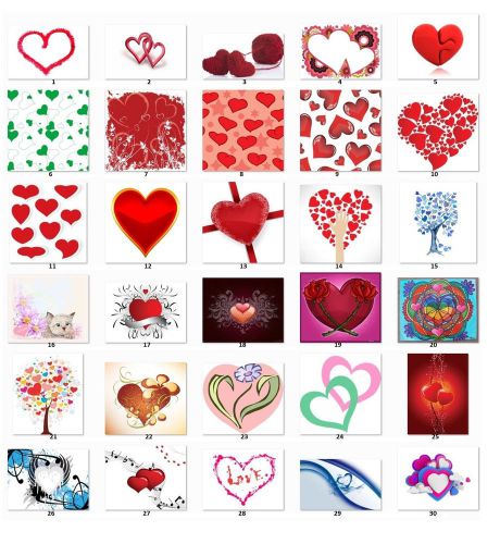 30 Square Stickers Envelope Seals Favor Tags Hearts Buy 3 get 1 free (h6)