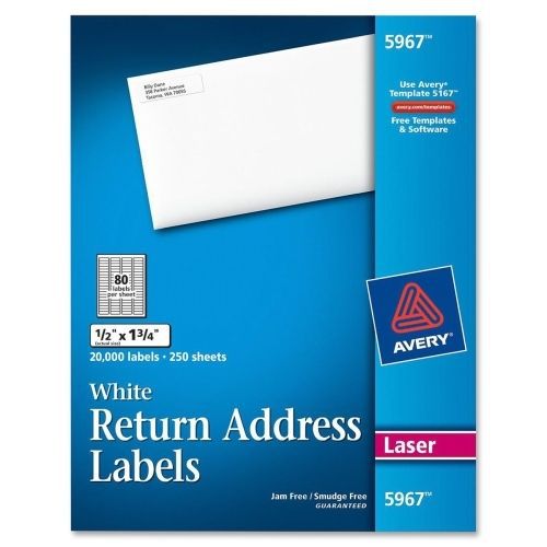 Avery easy peel mailing label - 1.75&#034;wx0.5&#034;l- 20000 / box - laser - white for sale